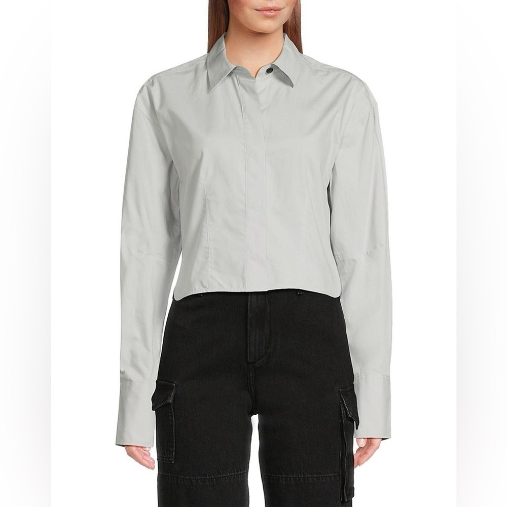 Rag & Bone Becca Poplin Button Down Shirt Gray Size Medium Long Sleeve - Picture 16 of 16